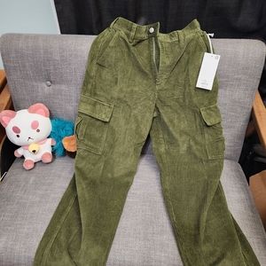 NWT Green Obey BigWig Baggy Curdoroy Cargo Pants